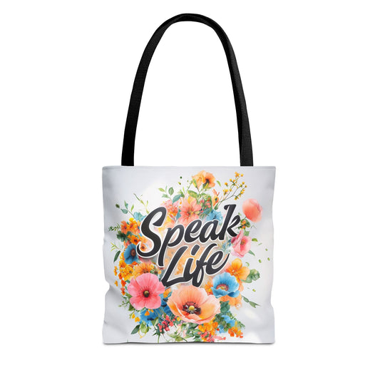 Floral Inspirational Tote Bag - 'Speak Life' Design, Motivational Gift, Carry-all Bag for Women, Eco-Friendly Shopping, Mother's Day, [...]