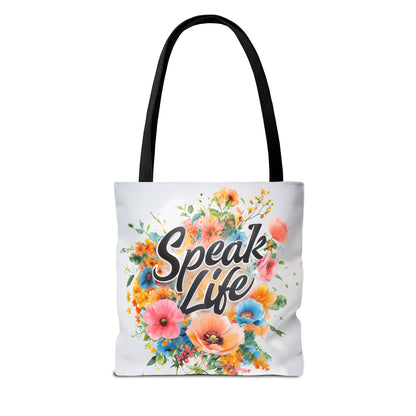 Floral Inspirational Tote Bag - 'Speak Life' Design, Motivational Gift, Carry-all Bag for Women, Eco-Friendly Shopping, Mother's Day, [...]