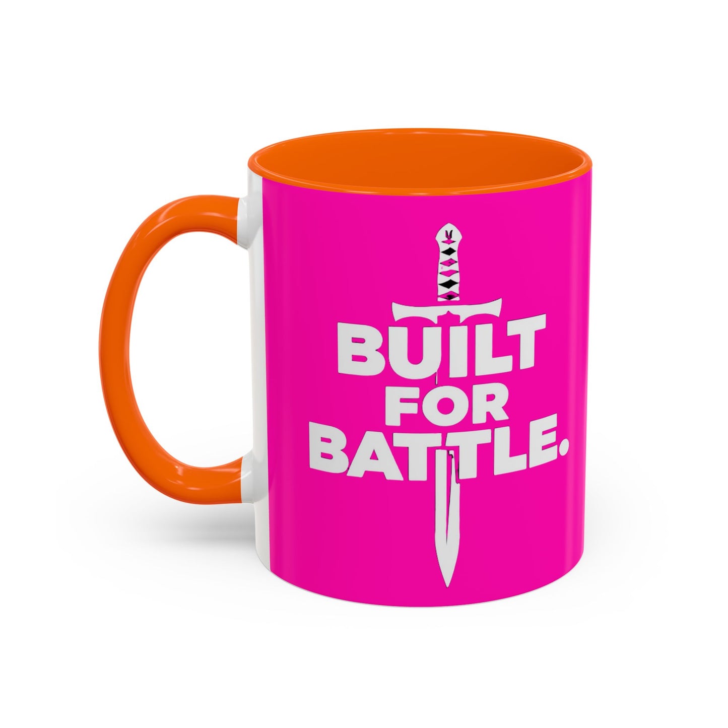 Built for Battle Accent Coffee Mug | Motivational Cup, Team Spirit, Gift for Fighters, Pink Mug, Unique Kitchenware