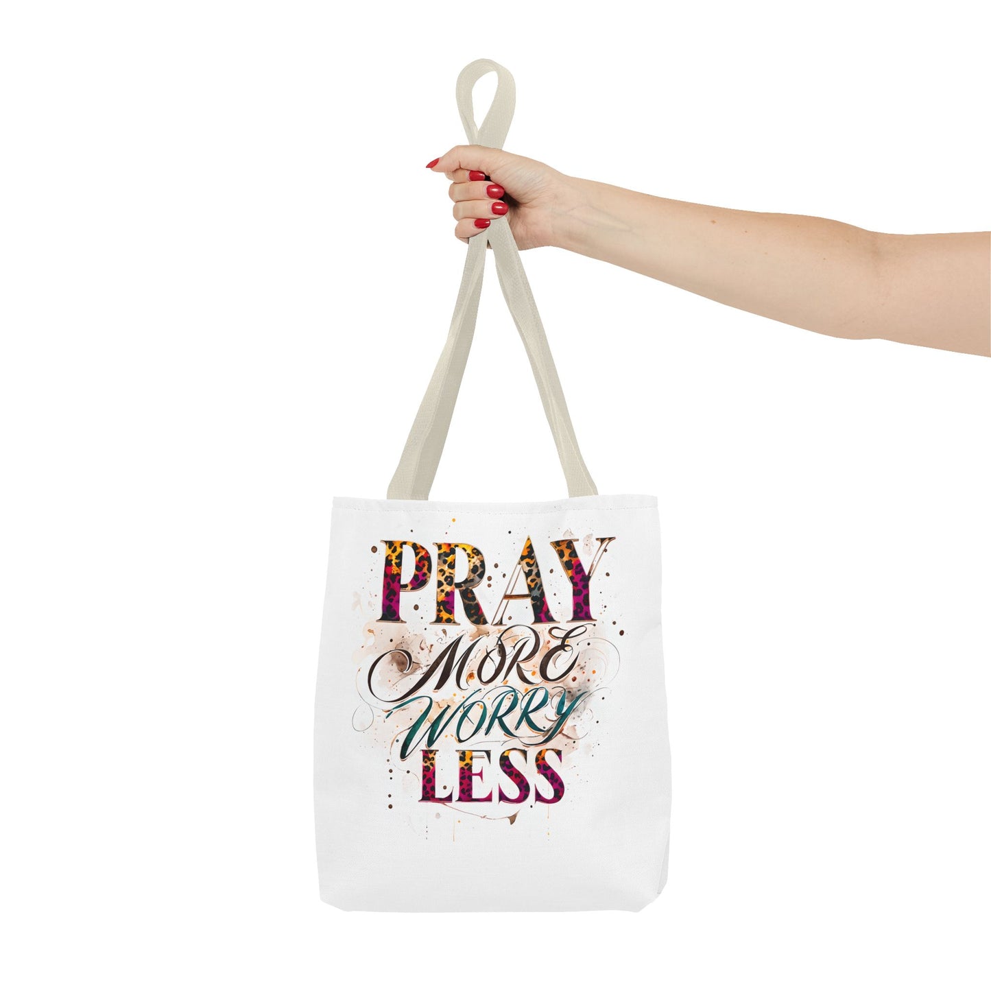 Inspirational Tote Bag - Pray More Worry Less, Motivational Gift, Everyday Use, Eco-Friendly Bag, Affirmation Bag, Prayer Tote