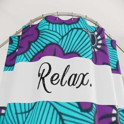 Vibrant Floral Shower Curtain with 'Relax.' Message, Bathroom Decor, Boho Style, Spa Home Accessory, Gift for Her, Relaxation Decor
