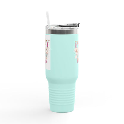 Pray More Worry Less Insulated Travel Mug, 40oz - Motivational Coffee Cup for On-the-Go, Perfect Gift for Teachers, Friends, and Self-Care