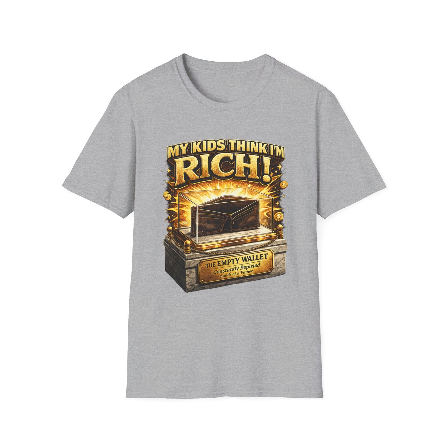 My Kids Think I'm Rich T-Shirt — Funny Parent Tee with Empty Wallet Design