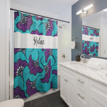 Vibrant Floral Shower Curtain with 'Relax.' Message, Bathroom Decor, Boho Style, Spa Home Accessory, Gift for Her, Relaxation Decor