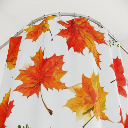 Autumn Leaves Shower Curtain | Fall Decor, Bathroom Accessories, Seasonal Home Decor, Nature Theme, Thanksgiving Gift