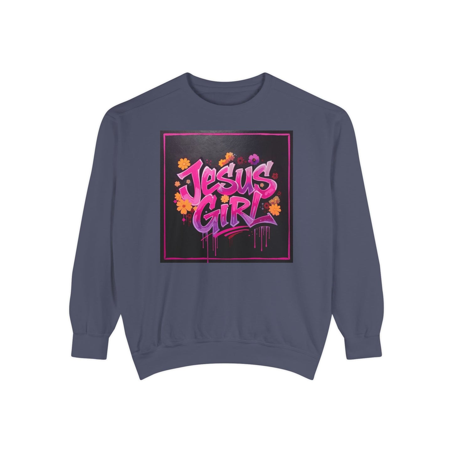 Jesus Girl Unisex Garment-Dyed Sweatshirt - Cozy Casual Wear, Perfect for Faith-Based Gifts, Church Events, and Everyday Comfort