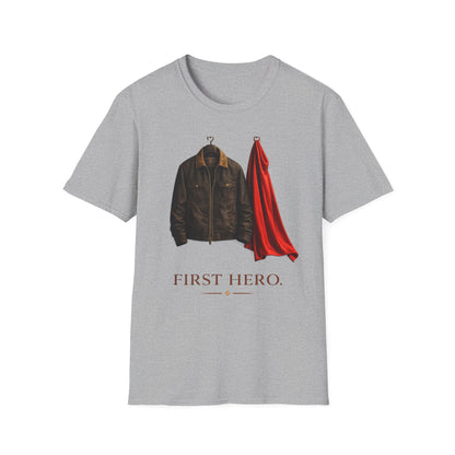 T-Shirt — "First Hero" Jacket & Cape Tribute Tee