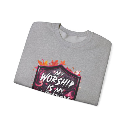 Inspirational Crewneck Sweatshirt - My Worship is My Weapon, Cozy Spiritual Gift, Faith Apparel, Unisex Sweatshirt for Worship & [...]
