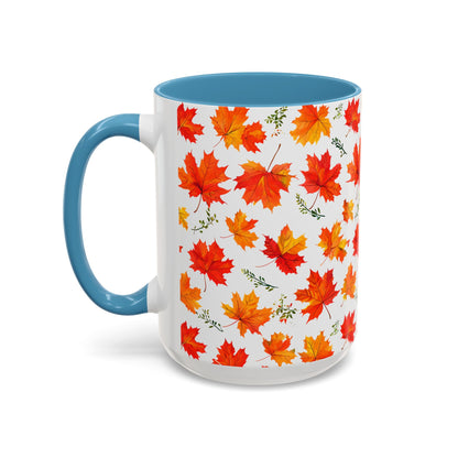Autumn Leaves Coffee Mug, Fall Decor, Thanksgiving Gift, Hot Beverage Cup, Seasonal Drinkware