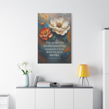 Floral Canvas Art Print, Inspirational Wall Decor for Home, Church, and Gift Giving, Christian Artwork, Meaningful Christian Gift