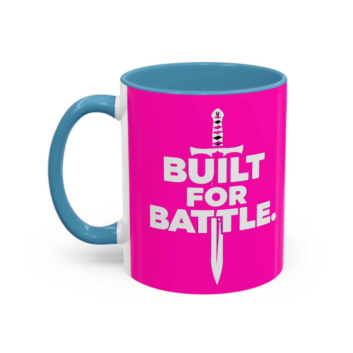 Built for Battle Accent Coffee Mug | Motivational Cup, Team Spirit, Gift for Fighters, Pink Mug, Unique Kitchenware