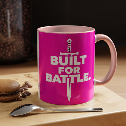Built for Battle Accent Coffee Mug | Motivational Cup, Team Spirit, Gift for Fighters, Pink Mug, Unique Kitchenware