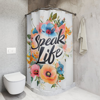 Floral Inspirational Shower Curtain, Motivational Bathroom Decor, Boho Chic Home Accent, Gift for Her, Spring Decor