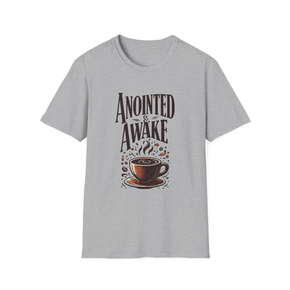 Coffee Lovers Unisex T-Shirt | Anointed & Awake Graphic Tee for Gift, Everyday Wear, Casual Style, Spiritual Motivational Shirt