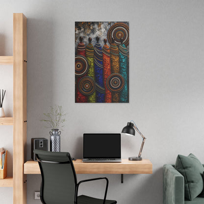 Abstract Tribal Figures Stretched Canvas Wall Art — Colorful African-Inspired Home Decor