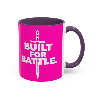 Built for Battle Accent Coffee Mug | Motivational Cup, Team Spirit, Gift for Fighters, Pink Mug, Unique Kitchenware