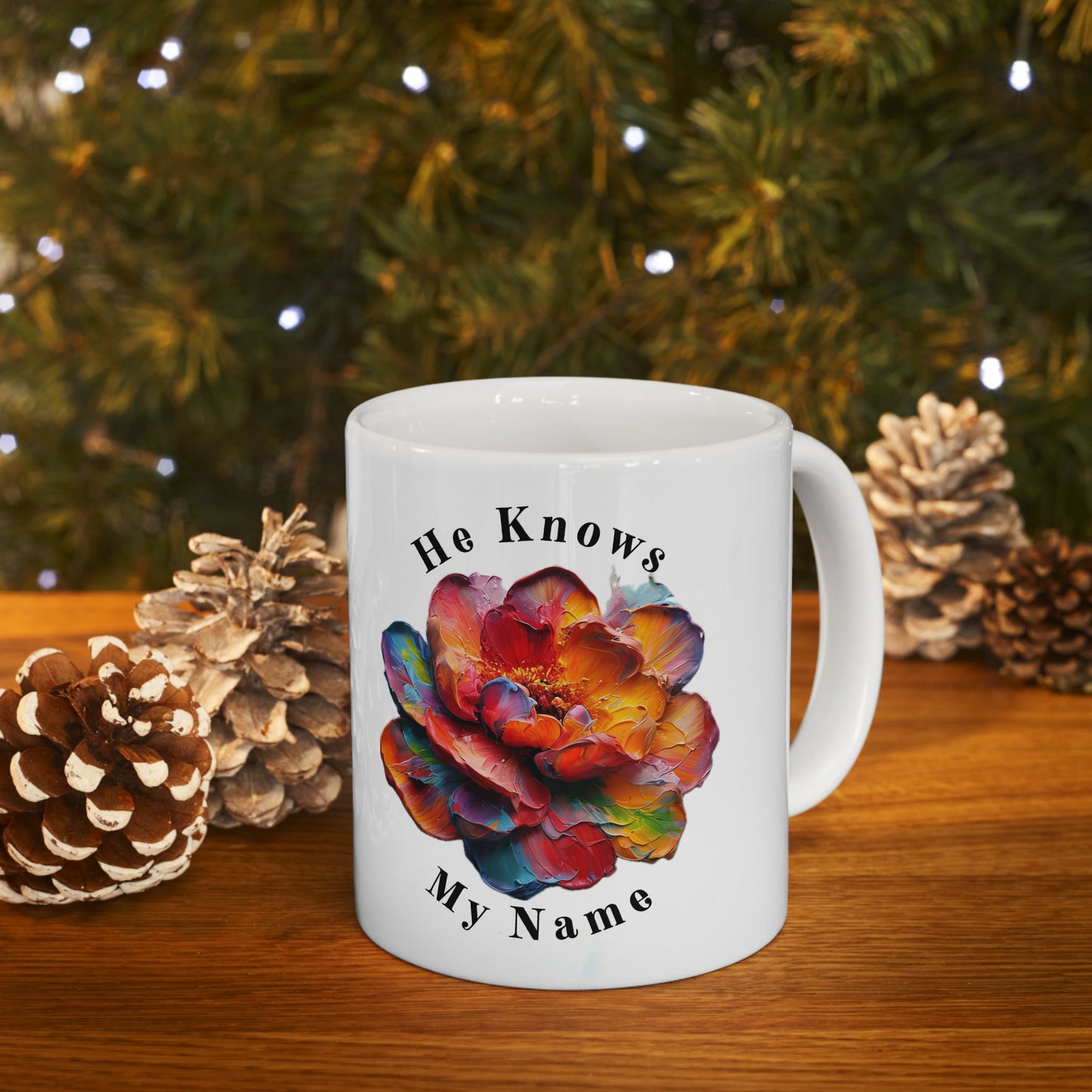 Colorful Floral Ceramic Mug - He Knows My Name, Inspirational Gift for Tea & Coffee Lovers, Unique Birthday Present, Encouragement [...]