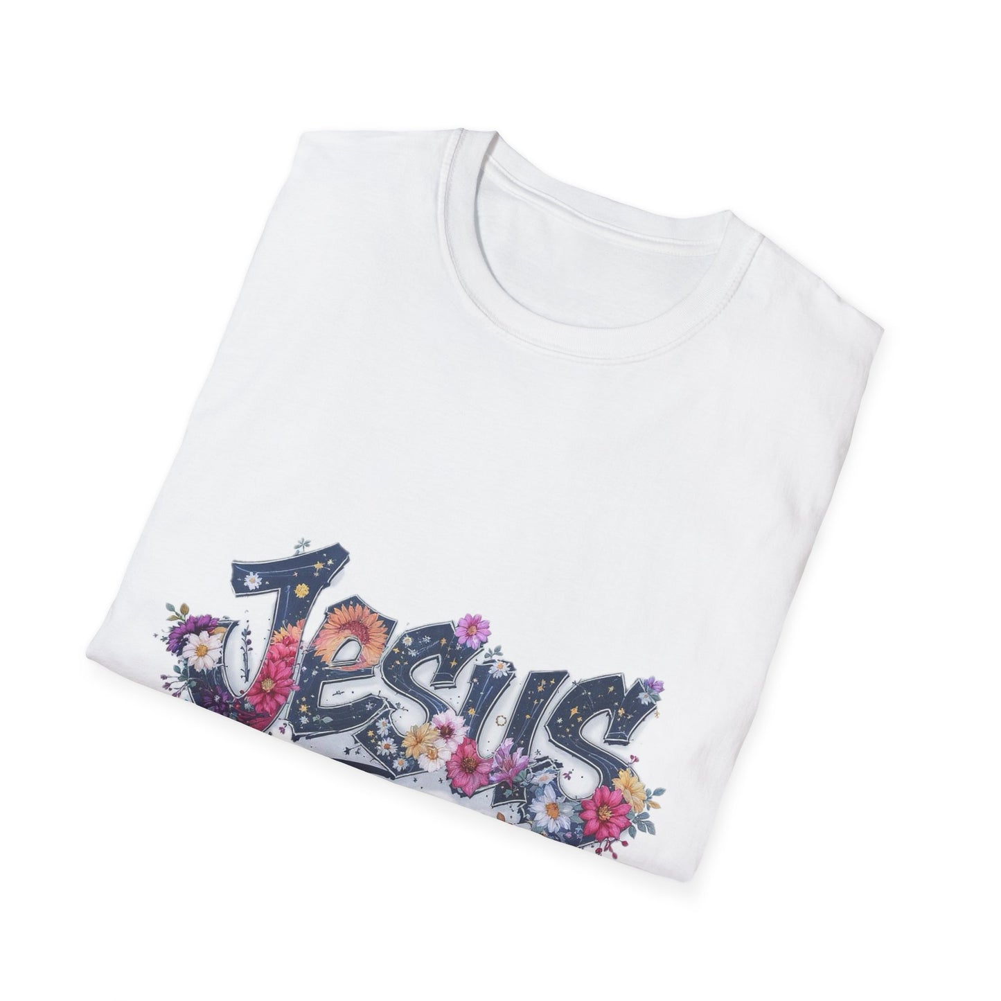 Colorful Jesus Grafitti T-Shirt, Unisex Softstyle Tee, Casual Faith-Based Apparel, Christian Gift, Inspirational Shirt
