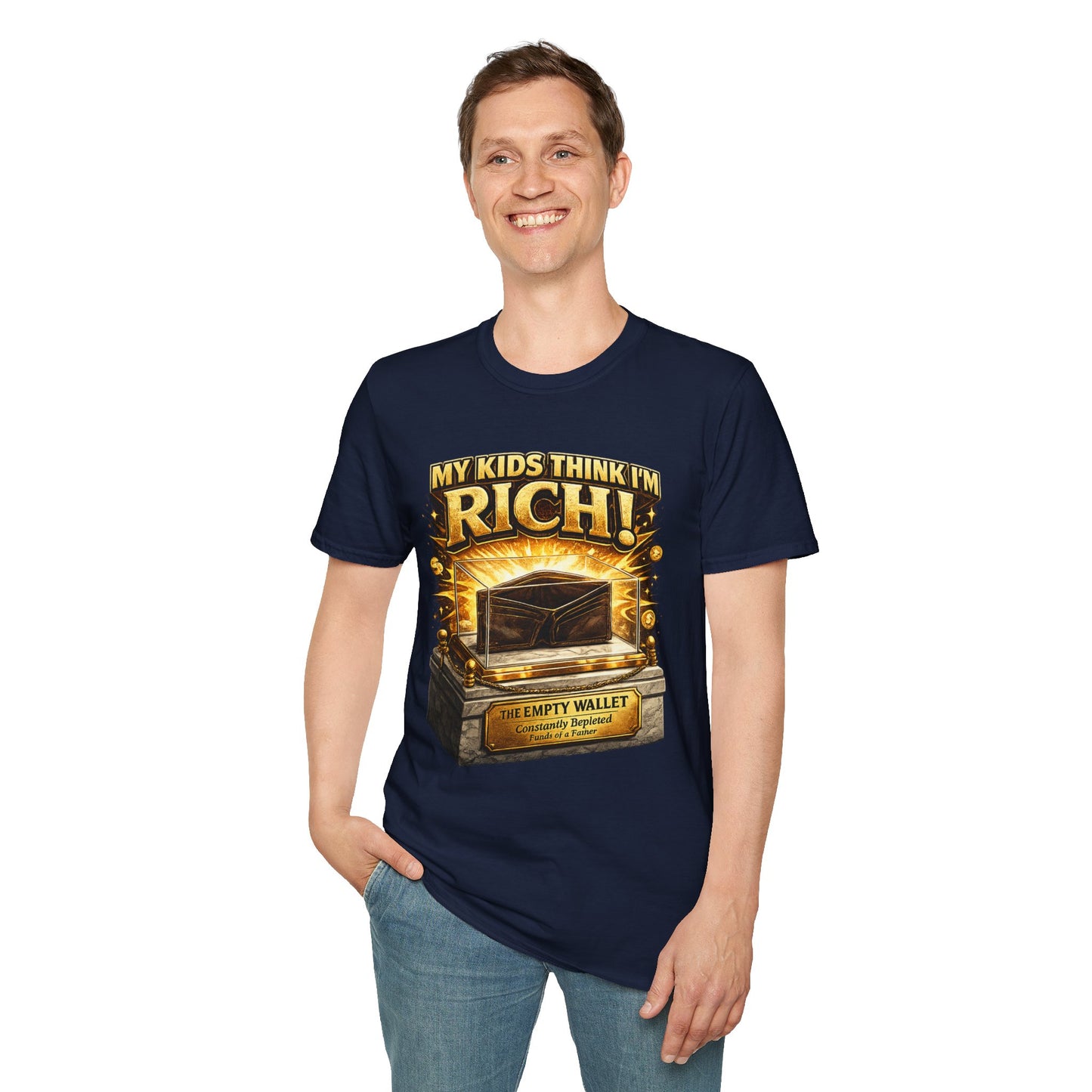 My Kids Think I'm Rich T-Shirt — Funny Parent Tee with Empty Wallet Design
