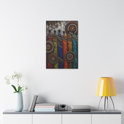 Abstract Tribal Figures Stretched Canvas Wall Art — Colorful African-Inspired Home Decor