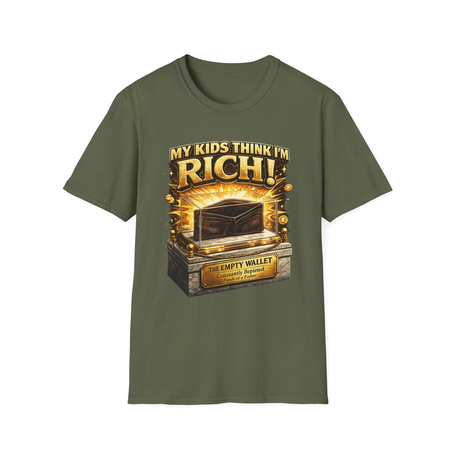 My Kids Think I'm Rich T-Shirt — Funny Parent Tee with Empty Wallet Design