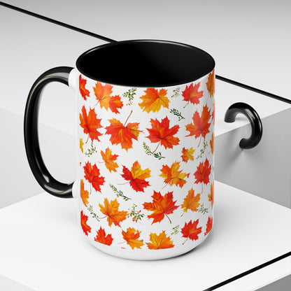 Autumn Leaves Coffee Mug, Fall Decor, Thanksgiving Gift, Hot Beverage Cup, Seasonal Drinkware