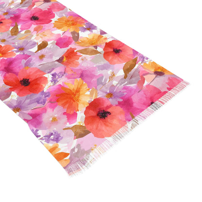 Floral Lightweight Scarf, Bohemian Wrap, Spring Fashion Statement, Beach Cover-up, Gift for Her, Accessory for All Occasions