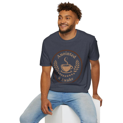 Anointed & Awake Coffee Lover T-Shirt, Unisex Tee, Gift for Coffee Enthusiasts, Casual Wear, Unique Coffee Shirt, Sip & Celebrate