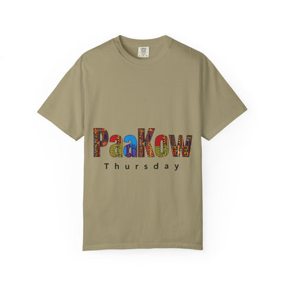 Garment-Dyed T-Shirt with 'PaaKow Thursday' Design, Unisex Casual Tee, Colorful Graphic Tee, Everyday Wear, Gift for Friends