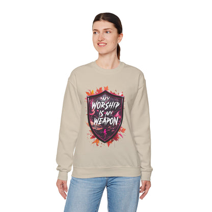 Inspirational Crewneck Sweatshirt - My Worship is My Weapon, Cozy Spiritual Gift, Faith Apparel, Unisex Sweatshirt for Worship & [...]
