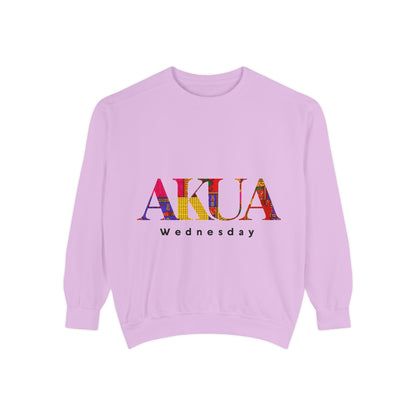 Garment-Dyed Sweatshirt with 'AKUA Wednesday' Design - Cozy Unisex Style, Perfect for Casual Wear, Gifts, and Everyday Comfort
