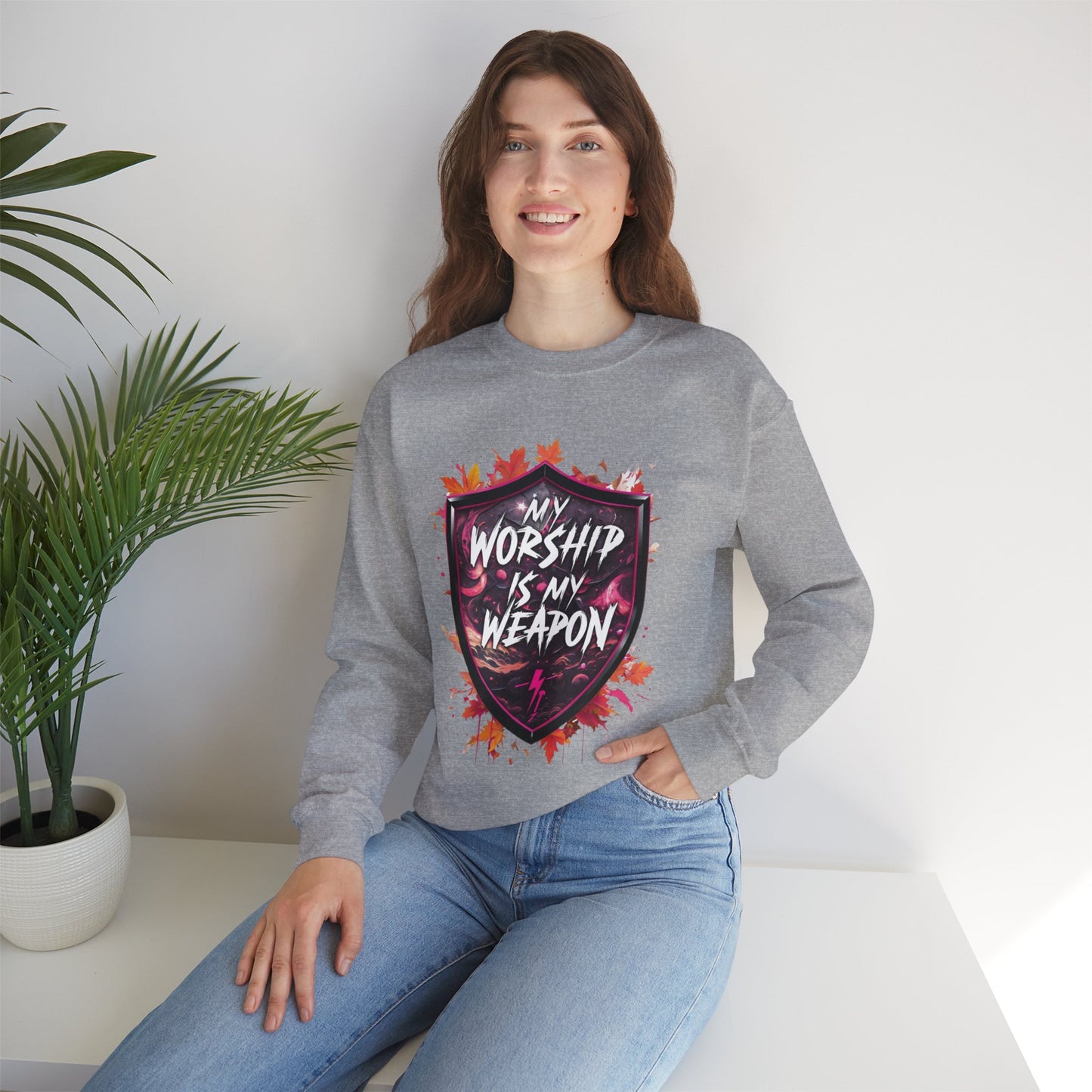 Inspirational Crewneck Sweatshirt - My Worship is My Weapon, Cozy Spiritual Gift, Faith Apparel, Unisex Sweatshirt for Worship & [...]