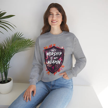Inspirational Crewneck Sweatshirt - My Worship is My Weapon, Cozy Spiritual Gift, Faith Apparel, Unisex Sweatshirt for Worship & [...]