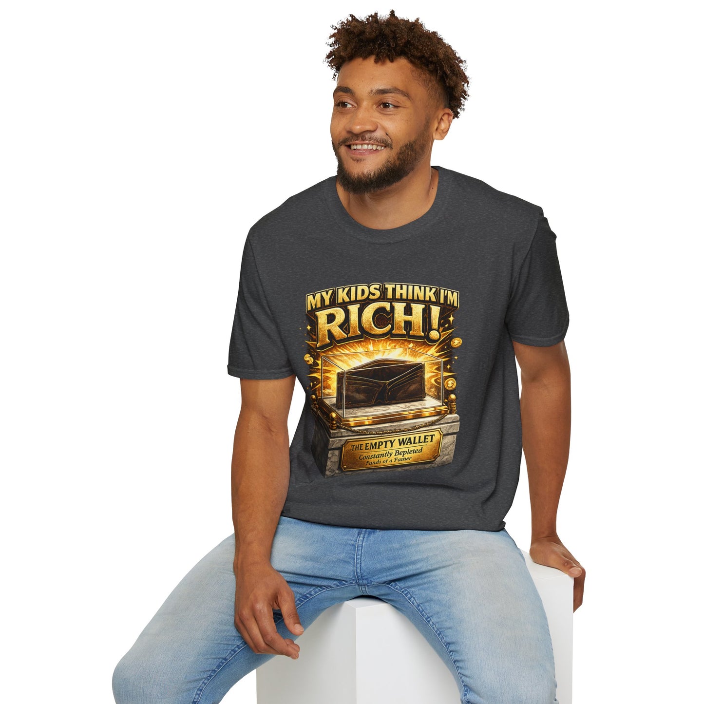 My Kids Think I'm Rich T-Shirt — Funny Parent Tee with Empty Wallet Design