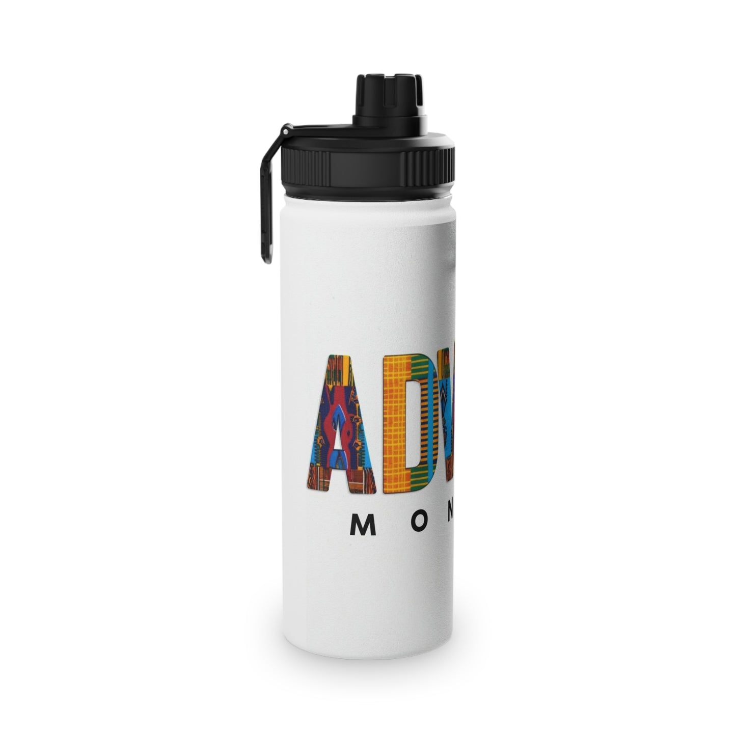 Artistic Stainless Steel Water Bottle - Colorful Afrocentric Design, Stylish Sports Lid, Eco-Friendly Hydration, Travel Accessory,