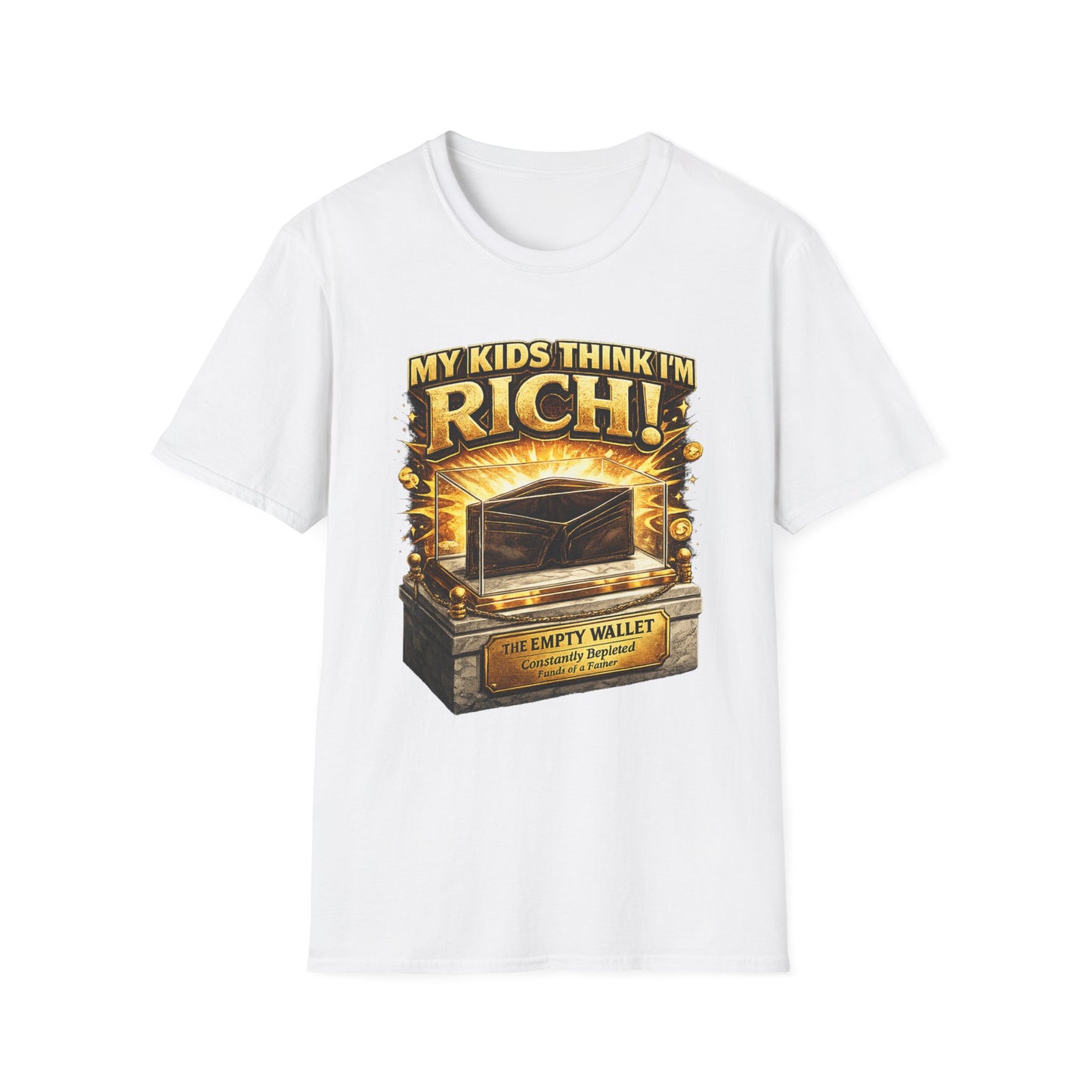 My Kids Think I'm Rich T-Shirt — Funny Parent Tee with Empty Wallet Design