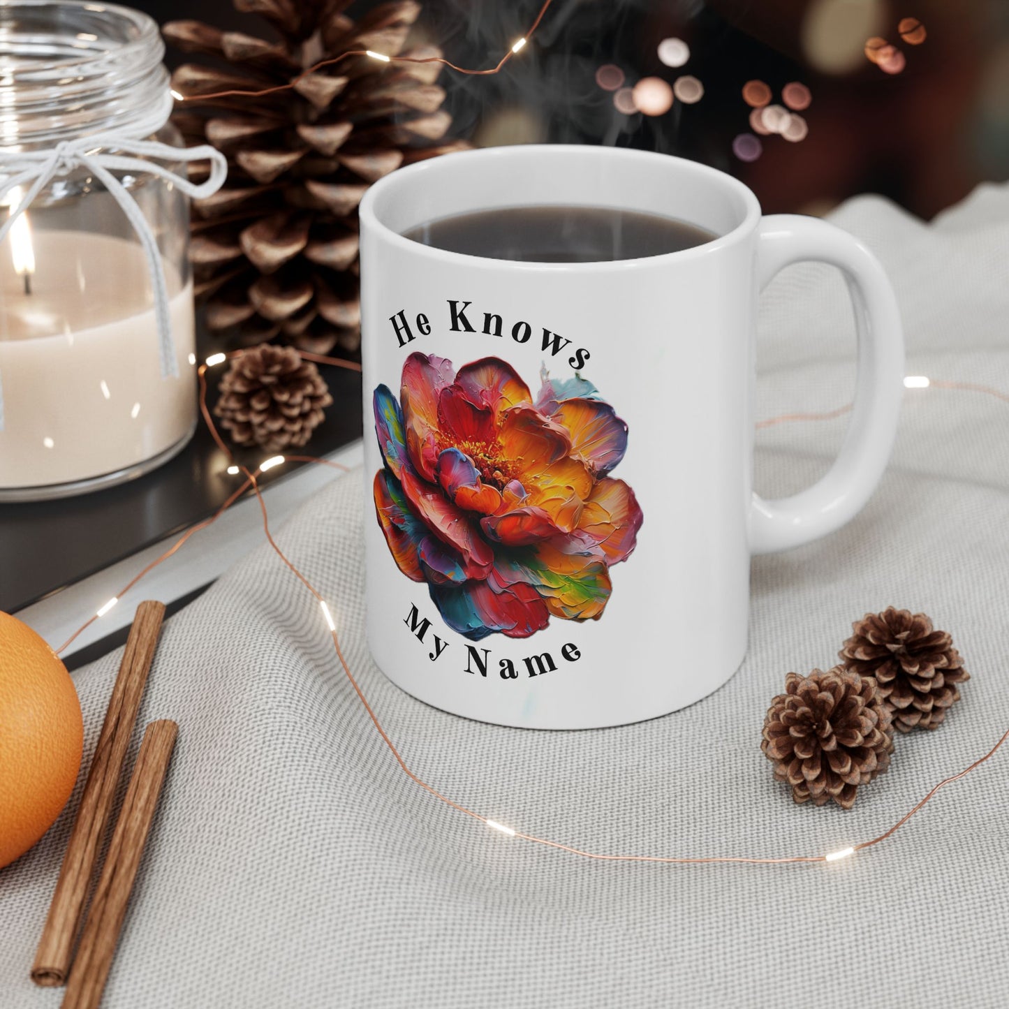 Colorful Floral Ceramic Mug - He Knows My Name, Inspirational Gift for Tea & Coffee Lovers, Unique Birthday Present, Encouragement [...]
