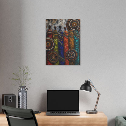 Abstract Tribal Figures Stretched Canvas Wall Art — Colorful African-Inspired Home Decor