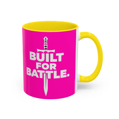 Built for Battle Accent Coffee Mug | Motivational Cup, Team Spirit, Gift for Fighters, Pink Mug, Unique Kitchenware