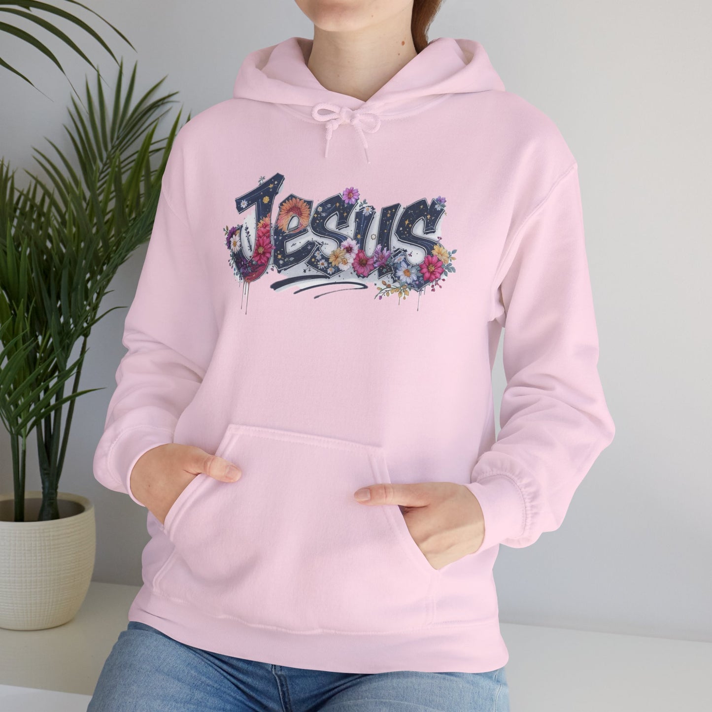 Jesus Floral Design Hooded Sweatshirt, Unisex Hoodie, Casual Wear, Religious Gift, Streetwear Style, Comfortable Fashion