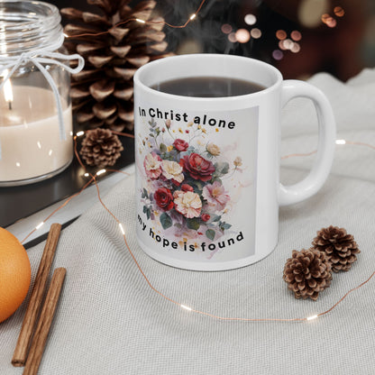 Floral Comfort Ceramic Mug, Coffee Cup Gift for Dog Lovers, Inspirational Mug for Birthdays, Housewarming, Pet Memorial