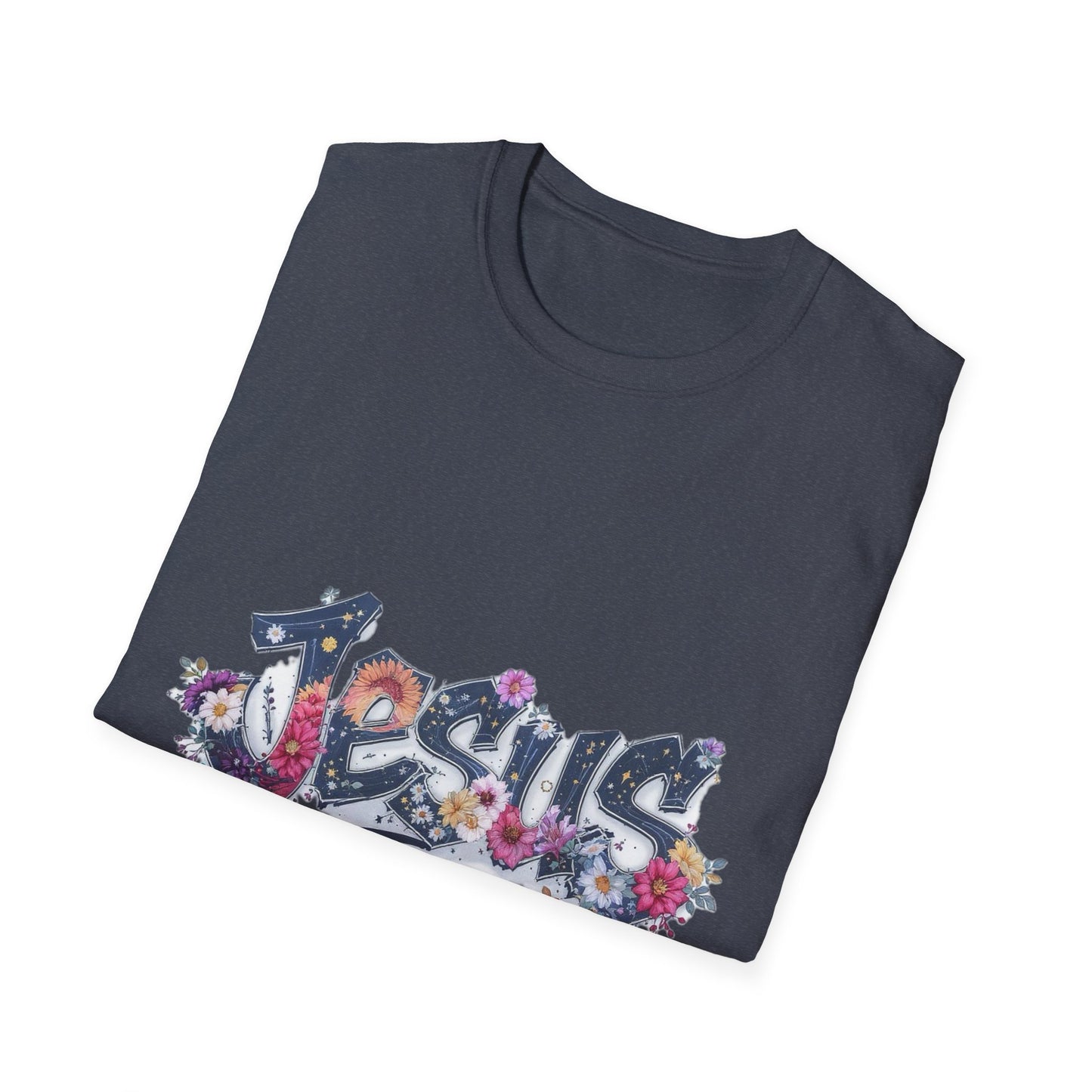 Colorful Jesus Grafitti T-Shirt, Unisex Softstyle Tee, Casual Faith-Based Apparel, Christian Gift, Inspirational Shirt