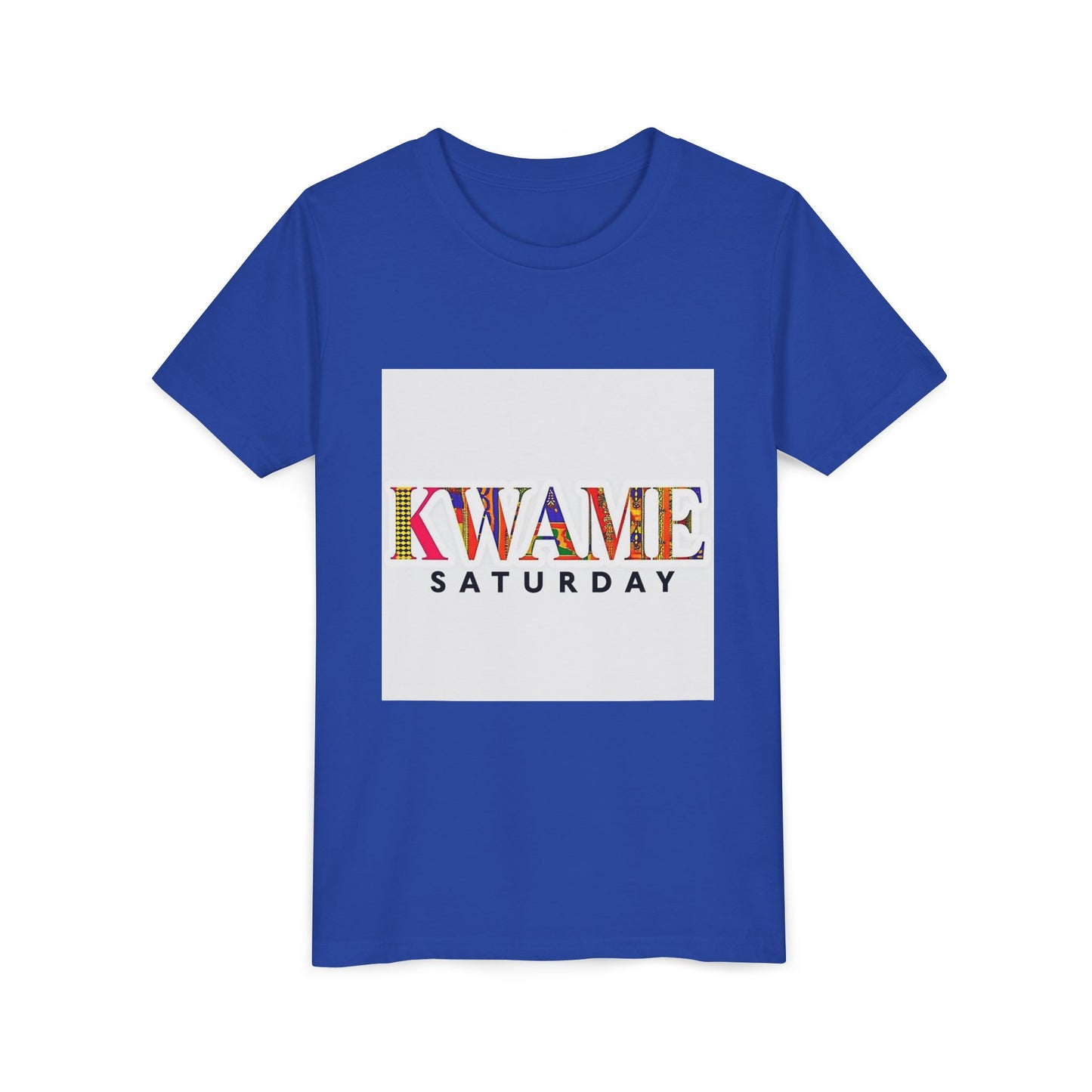 Colorful Kwame Saturday Youth Tee, Kids Celebration Shirt, Birthday Gift, Fun Day Outwear, Vibrant Short Sleeve Top
