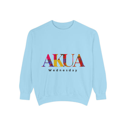 Garment-Dyed Sweatshirt with 'AKUA Wednesday' Design - Cozy Unisex Style, Perfect for Casual Wear, Gifts, and Everyday Comfort