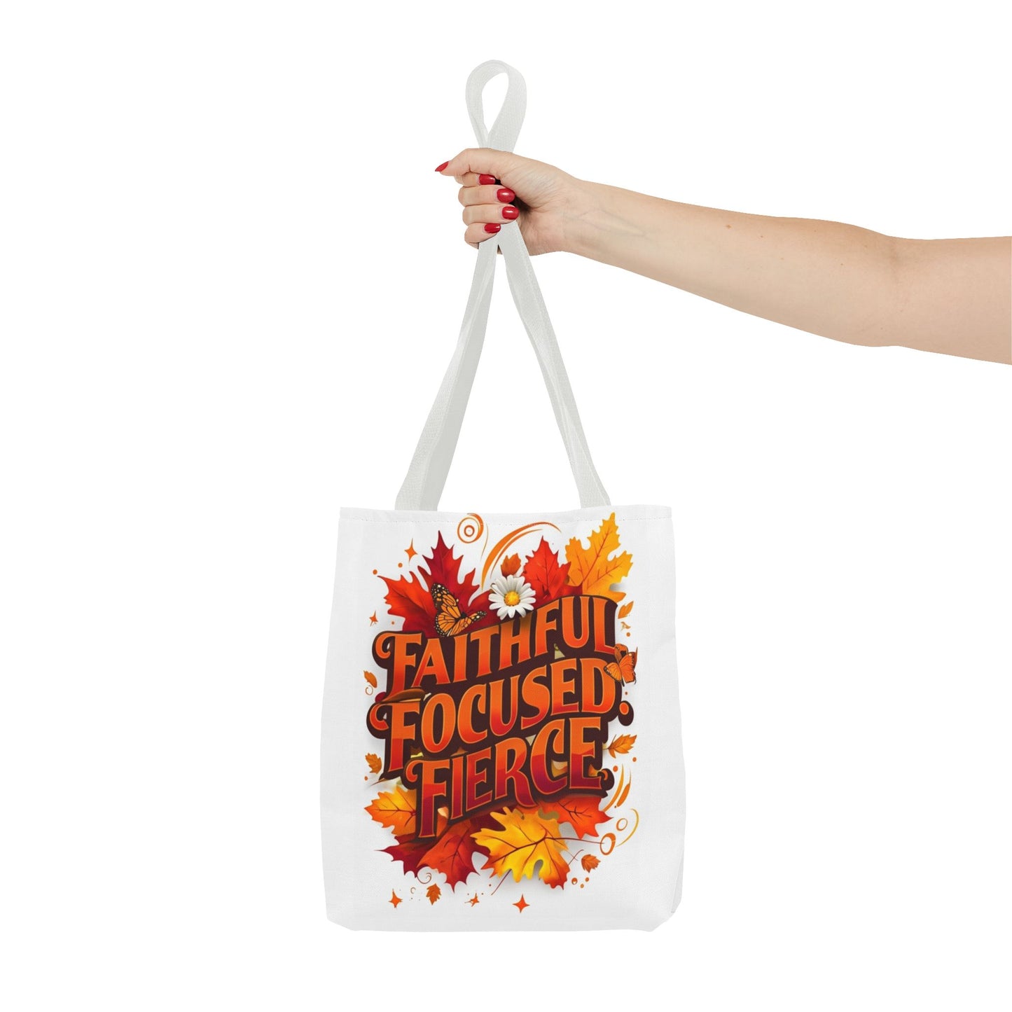Faithful Focused Fierce Fall Tote Bag, Autumn Shopping Tote, Inspirational Gift Bag, Seasonal Decor, Holiday Essentials