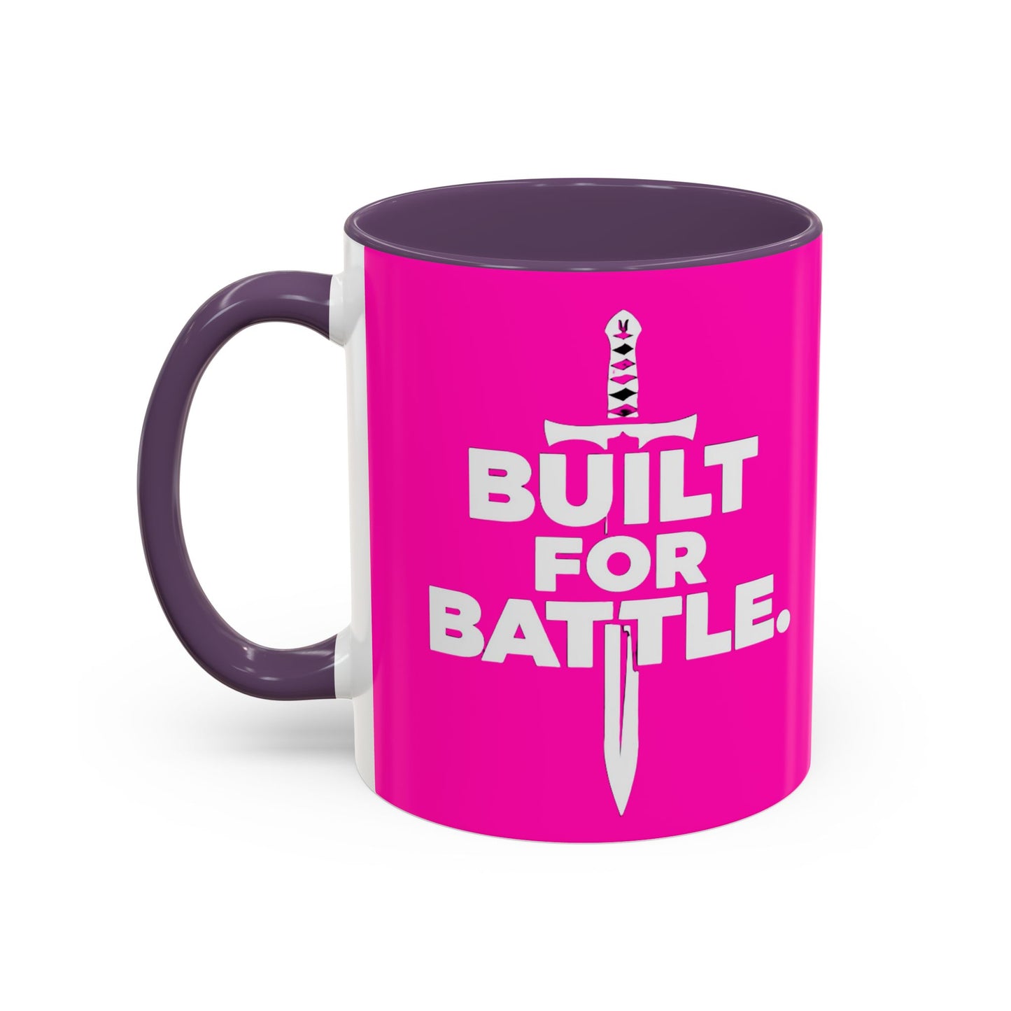 Built for Battle Accent Coffee Mug | Motivational Cup, Team Spirit, Gift for Fighters, Pink Mug, Unique Kitchenware