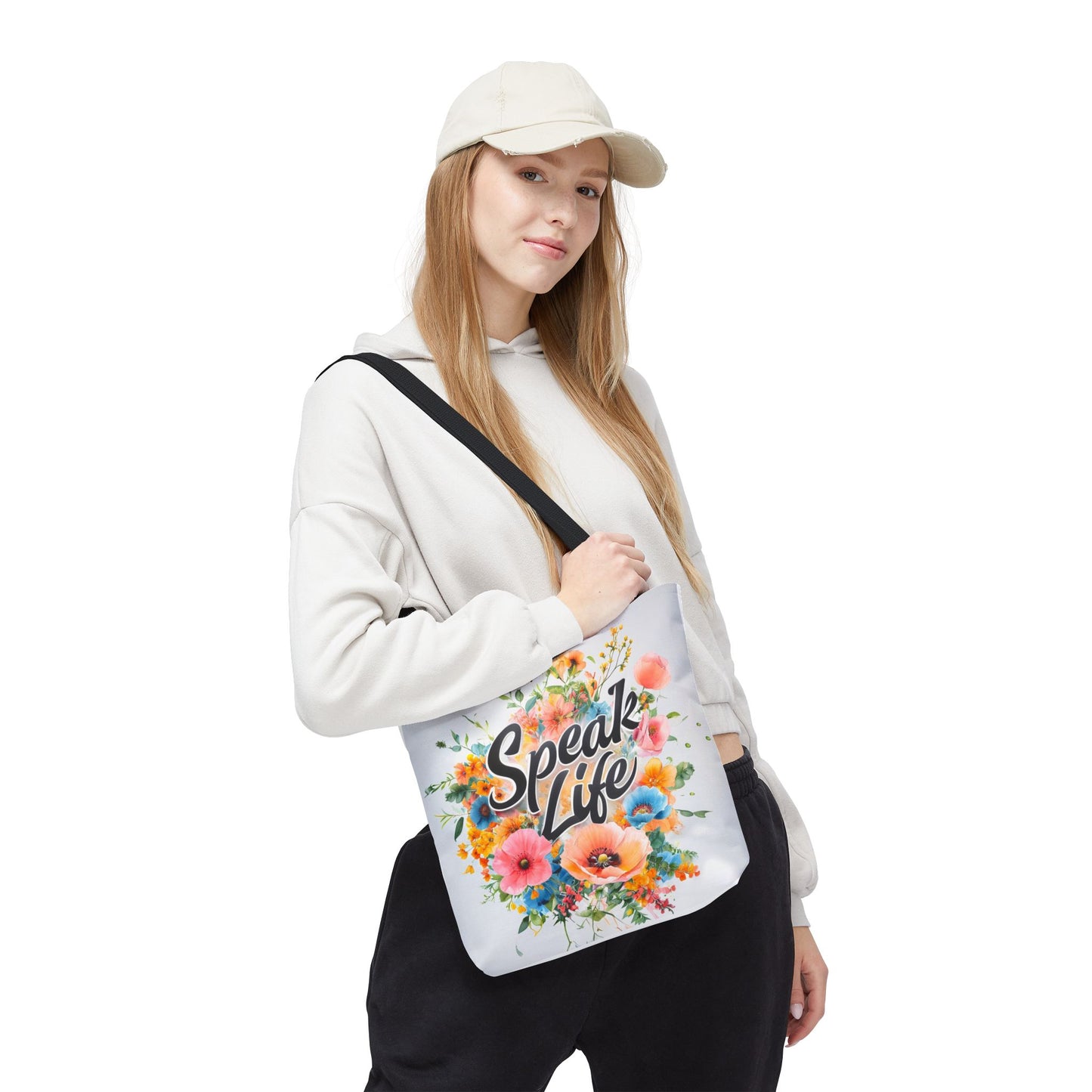 Floral Inspirational Tote Bag - 'Speak Life' Design, Motivational Gift, Carry-all Bag for Women, Eco-Friendly Shopping, Mother's Day, [...]