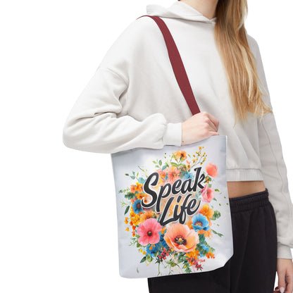 Floral Inspirational Tote Bag - 'Speak Life' Design, Motivational Gift, Carry-all Bag for Women, Eco-Friendly Shopping, Mother's Day, [...]