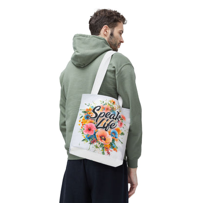 Floral Inspirational Tote Bag - 'Speak Life' Design, Motivational Gift, Carry-all Bag for Women, Eco-Friendly Shopping, Mother's Day, [...]