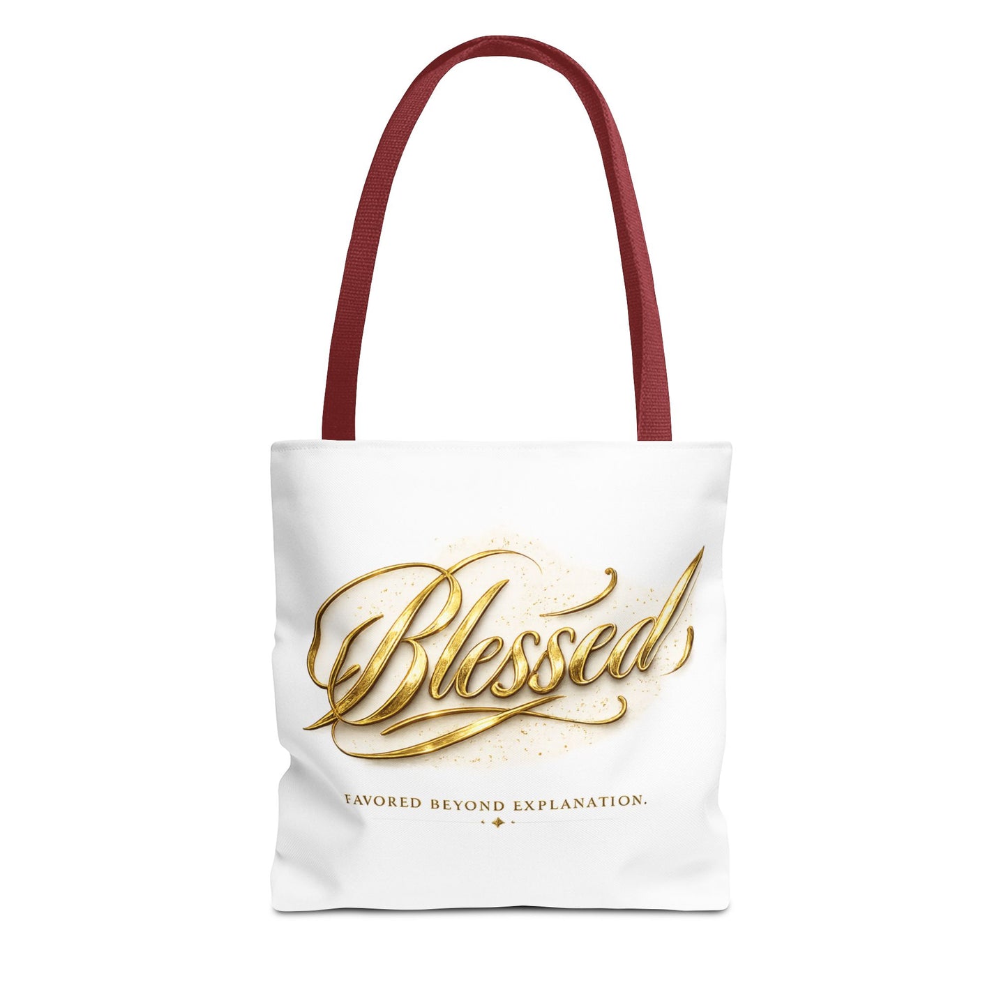 Blessed Gold Script Tote Bag – Inspirational Faith Canvas Grocery Bag